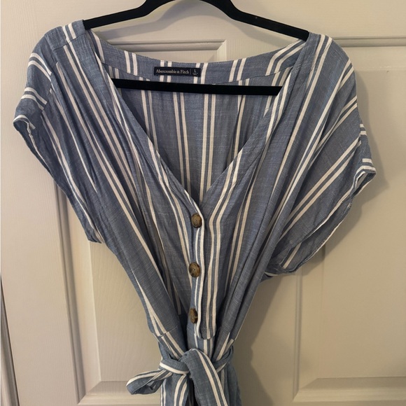 Abercrombie & Fitch Blue Striped Jumpsuit size L - Picture 5 of 12